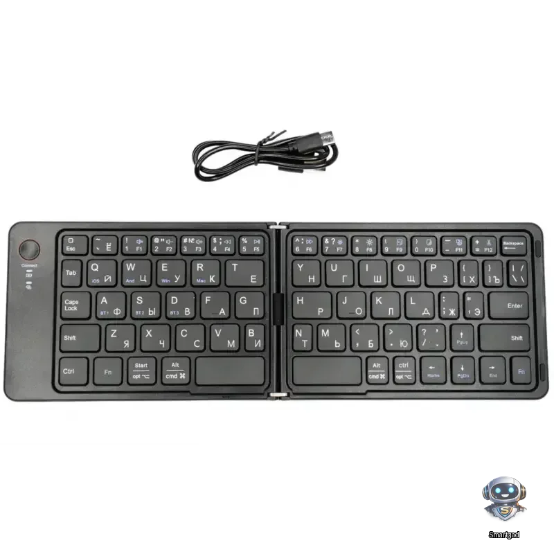 Бездротова Bluetooth-клавіатура HB-028, розкладна, 67 клавіш, Eng/Ru, чорна