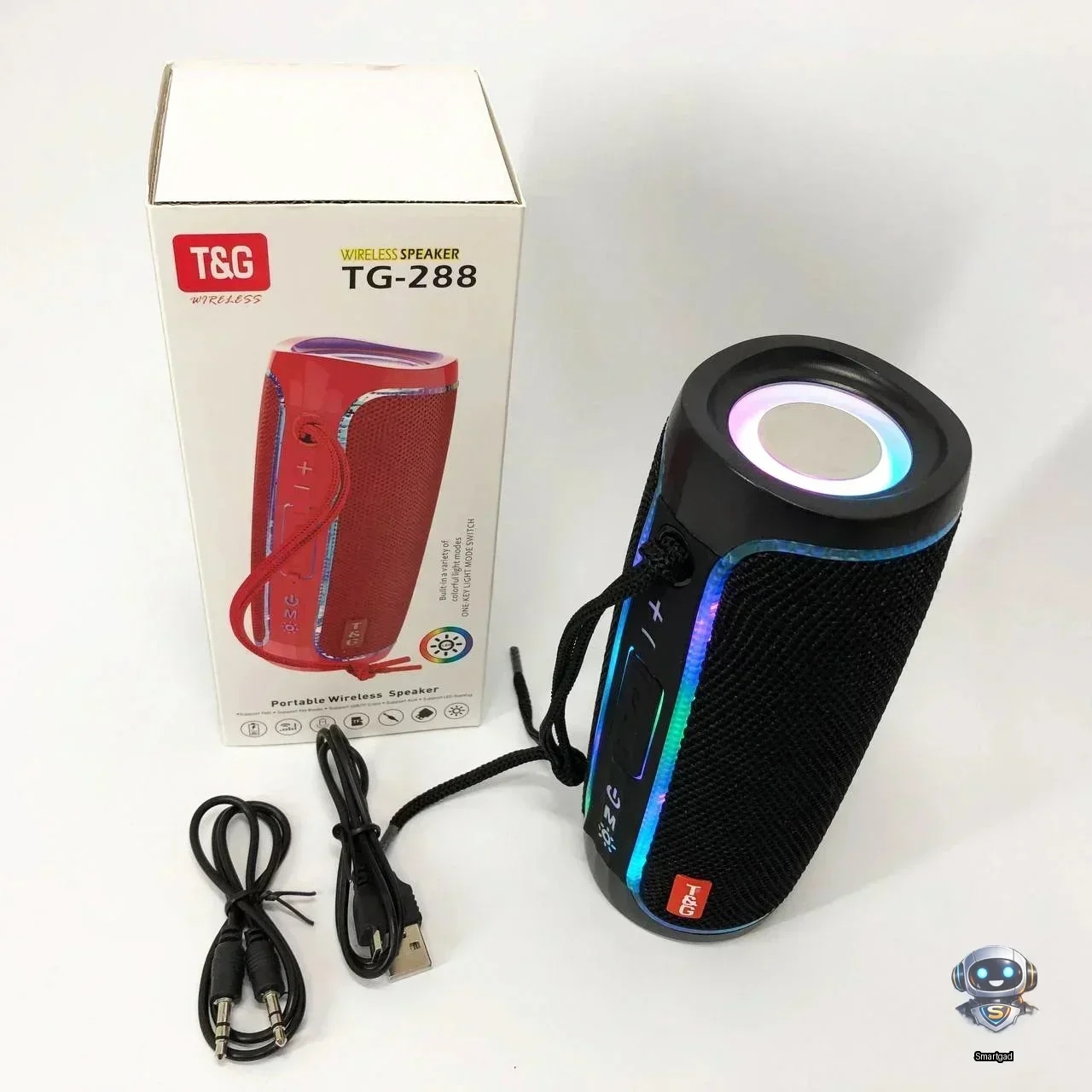 Портативна Bluetooth-колонка з FM-радіо, підсвічуванням, USB, AUX та MicroSD/TF