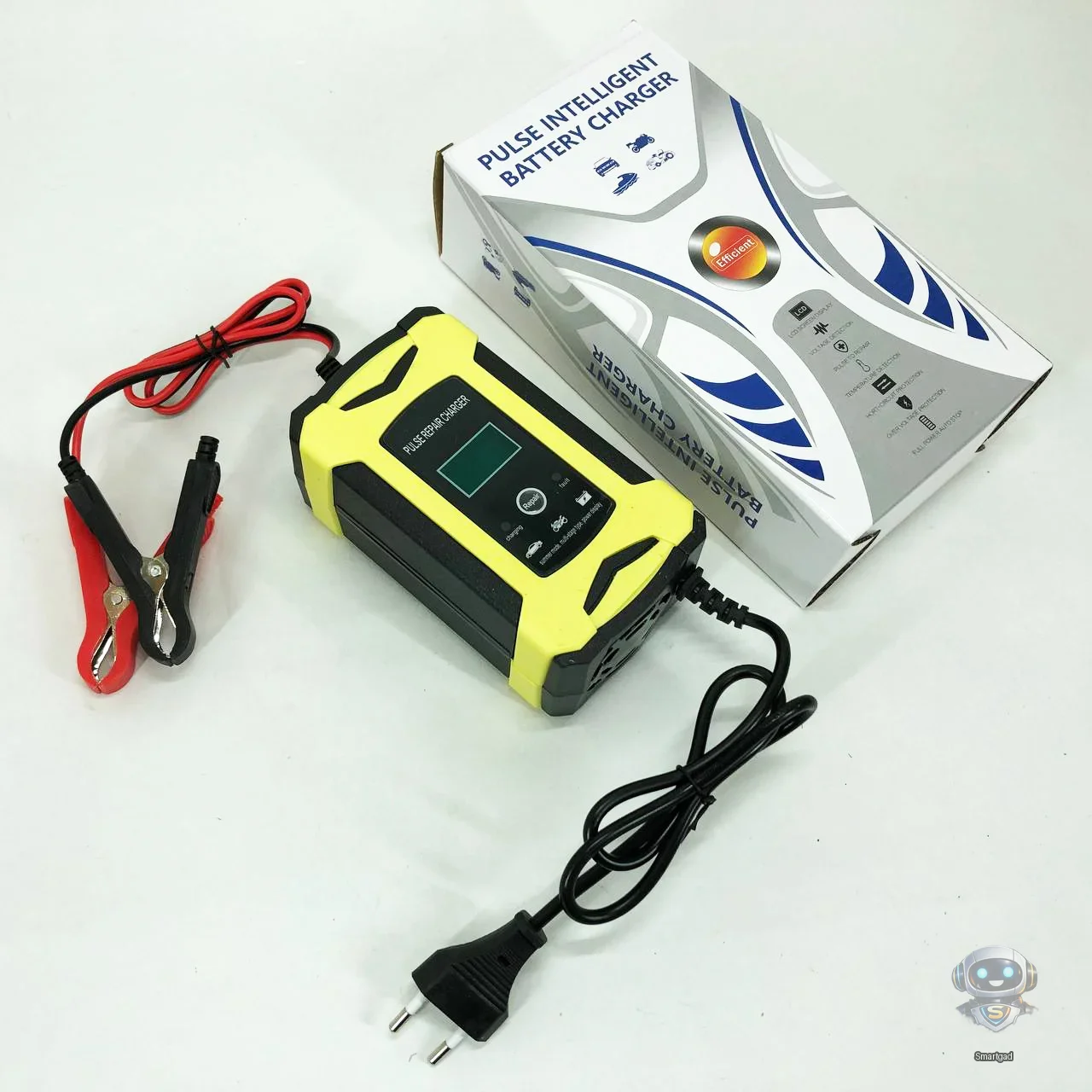 Інтелектуальний імпульсний зарядний пристрій Smart Charger 12V 6A з LCD-дисплеєм та функцією відновлення АКБ